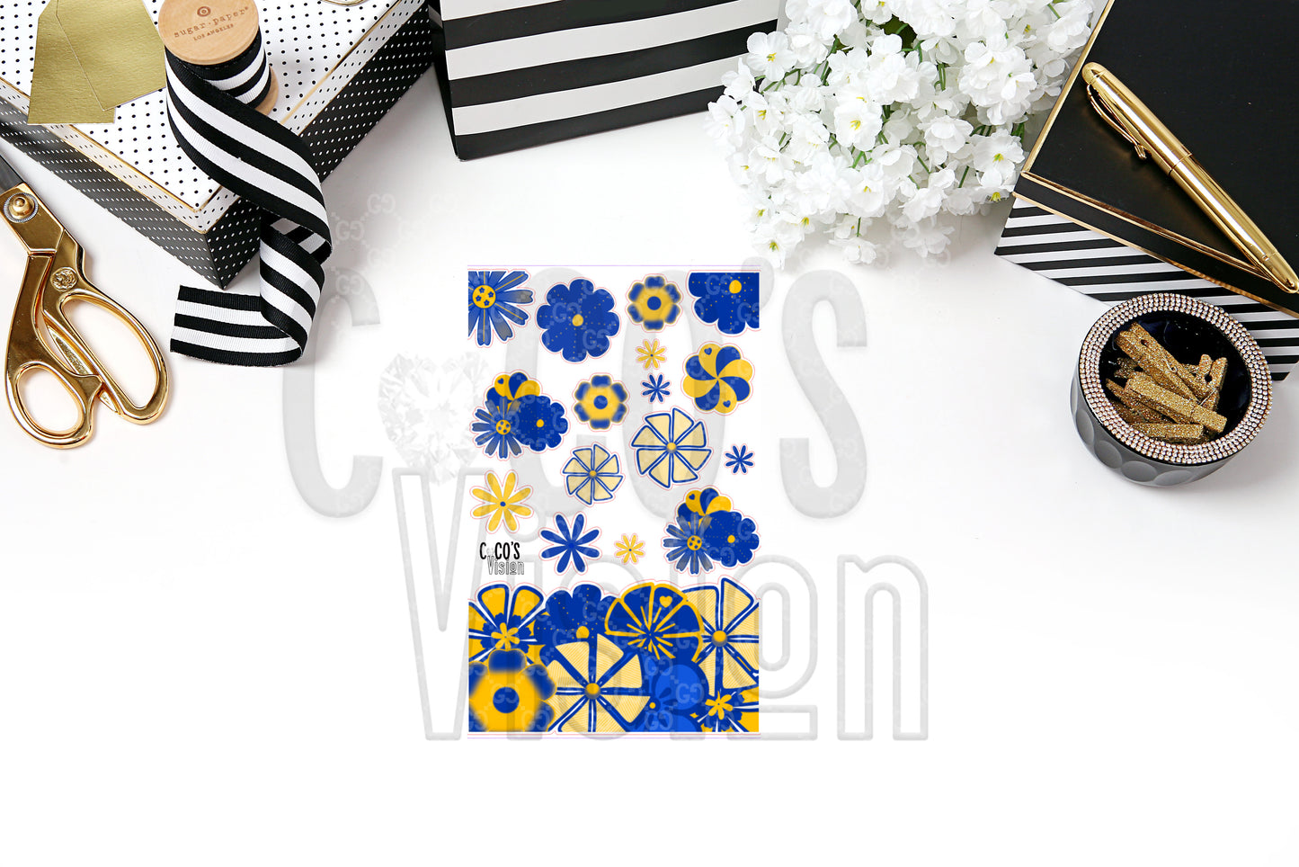 Blue and Yellow Florals