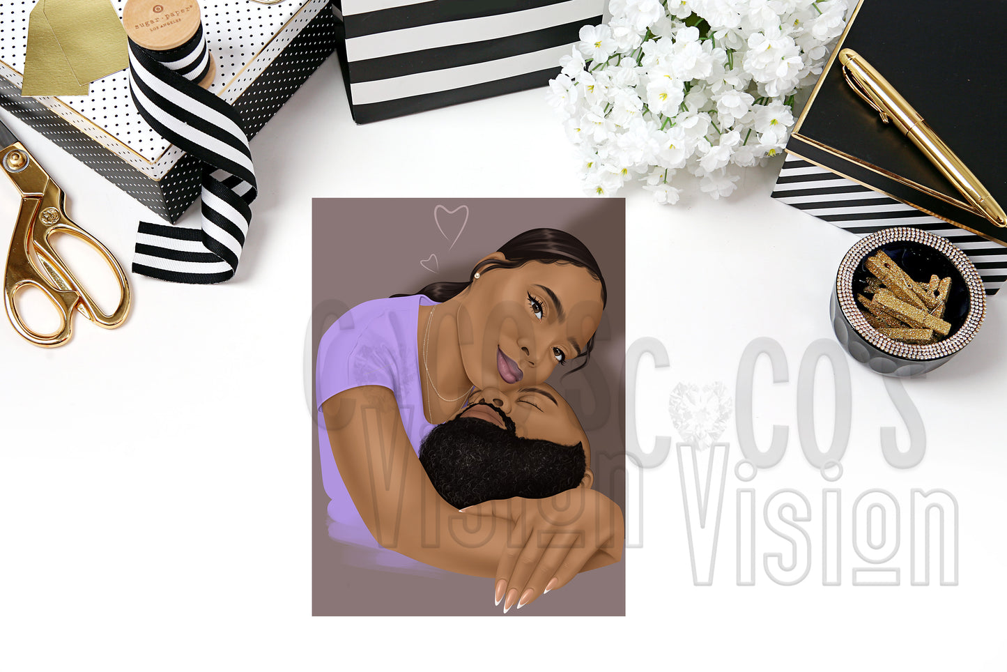 Black Love Couple Dashboard Printed