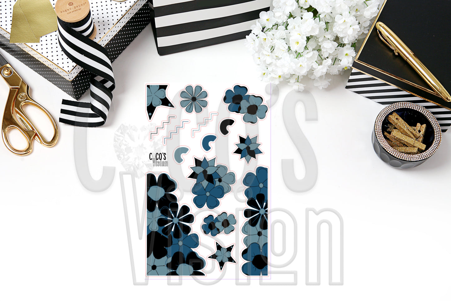 Blue & Black Floral