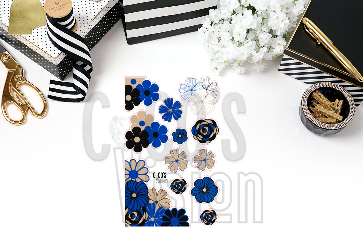 Khaki & Blue Floral