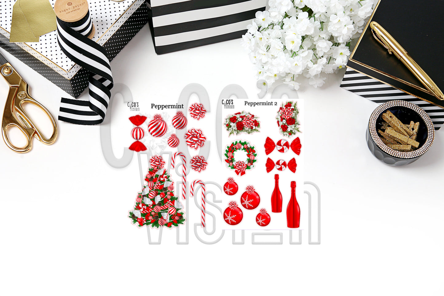 Peppermint on a half sheet of Stickers