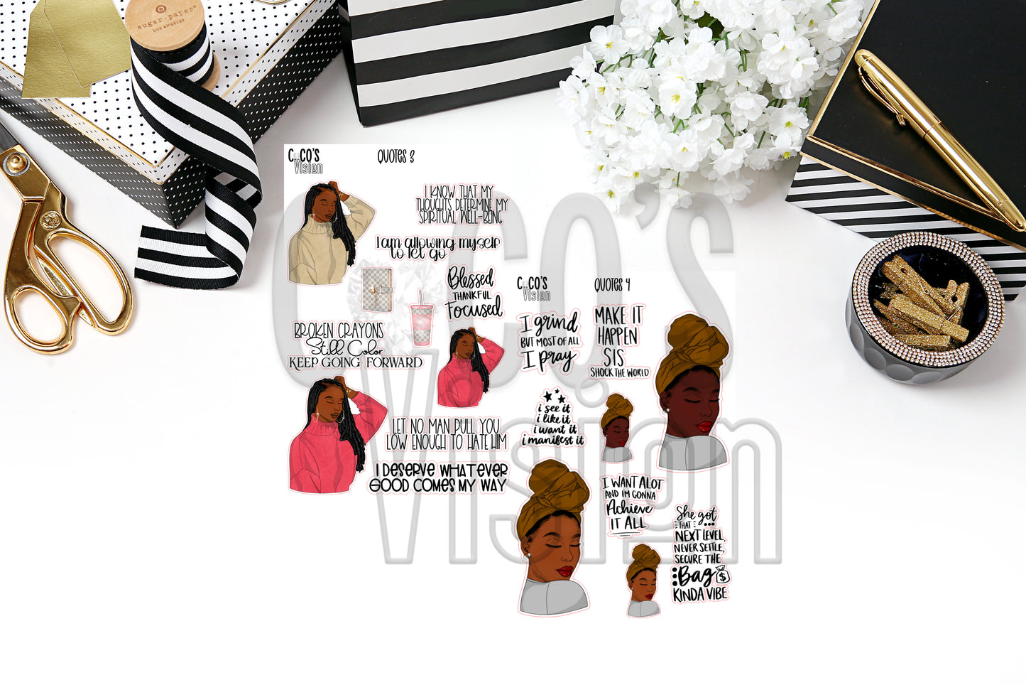 Quotes 003 004 on a half sheet of Stickers