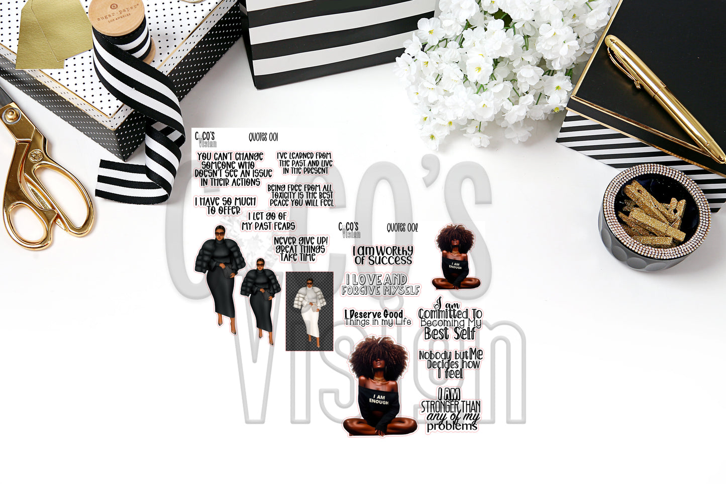 Quotes 001 002 on a half sheet of Stickers