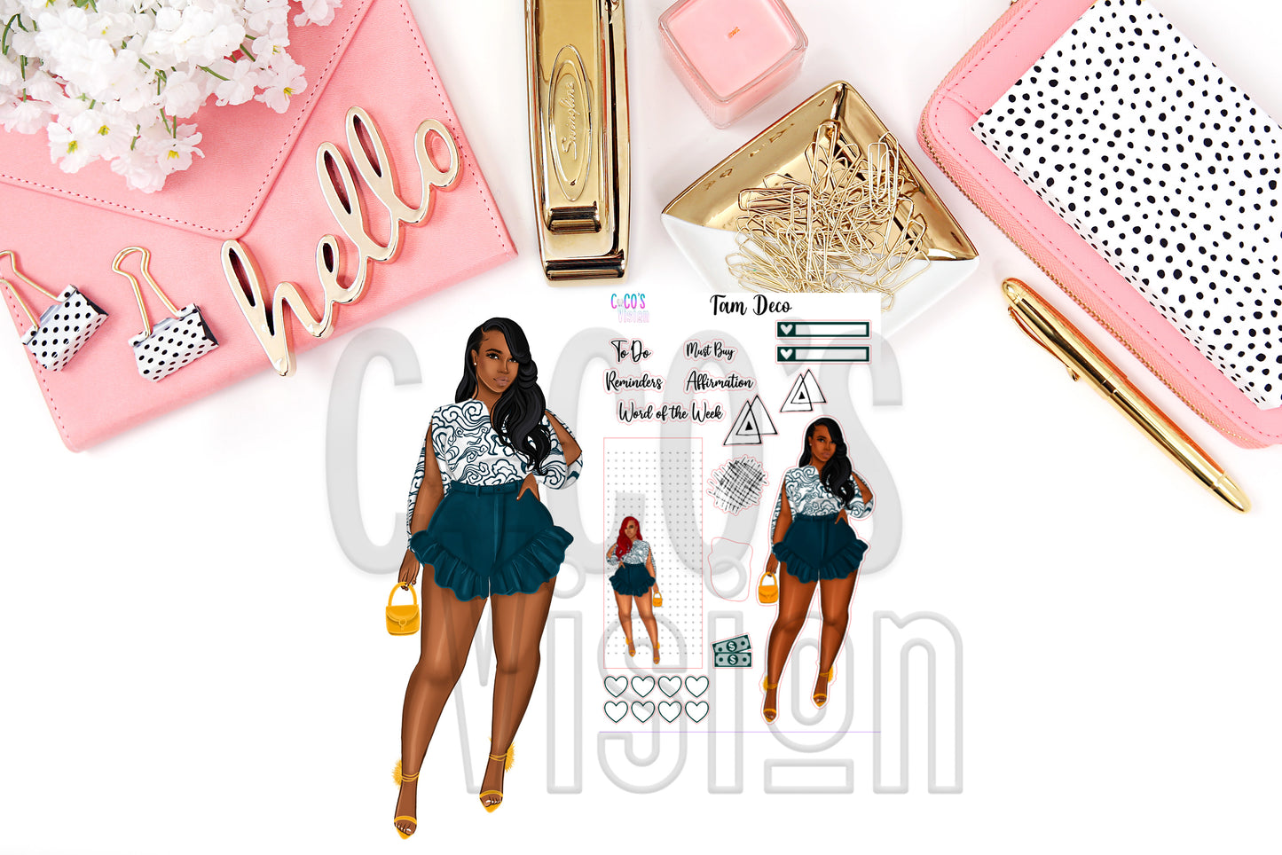 Tam Deco on a half sheet of Stickers