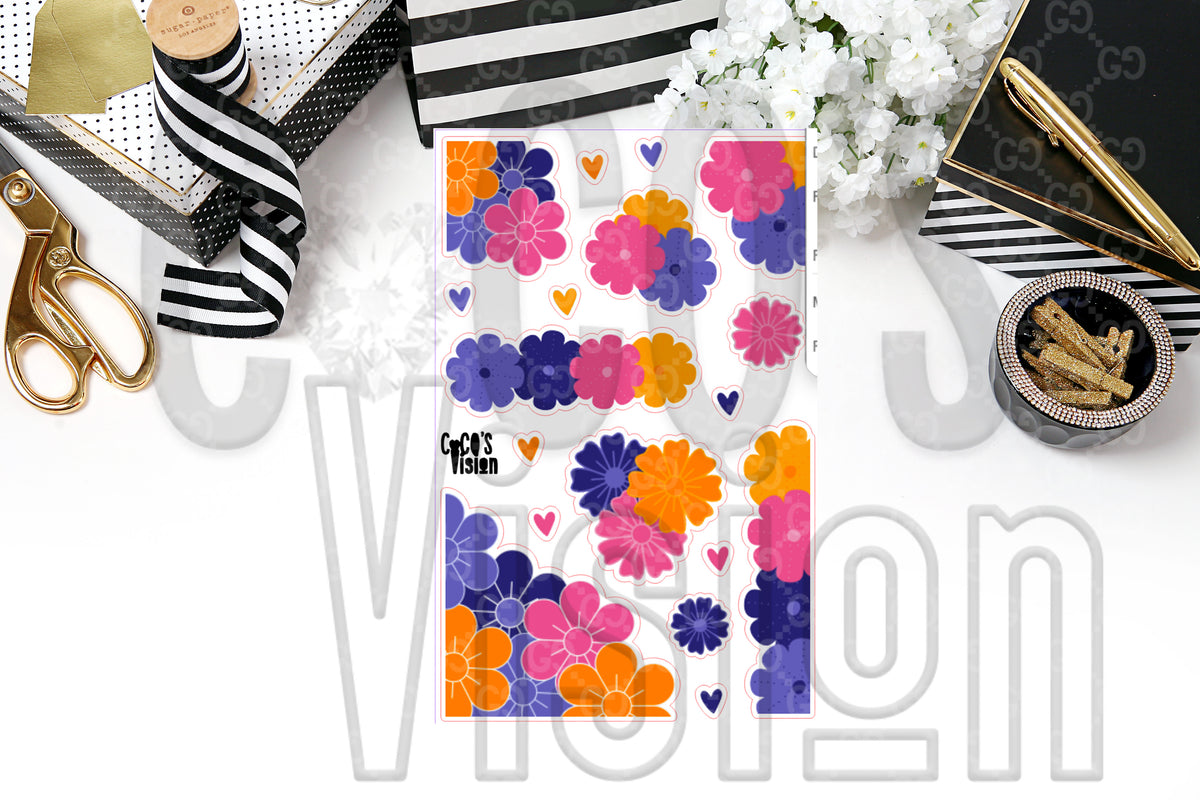 Purple Orange & Pink Floral