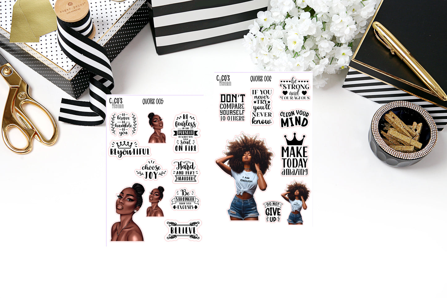 Quotes 005 006 on a half sheet of Stickers