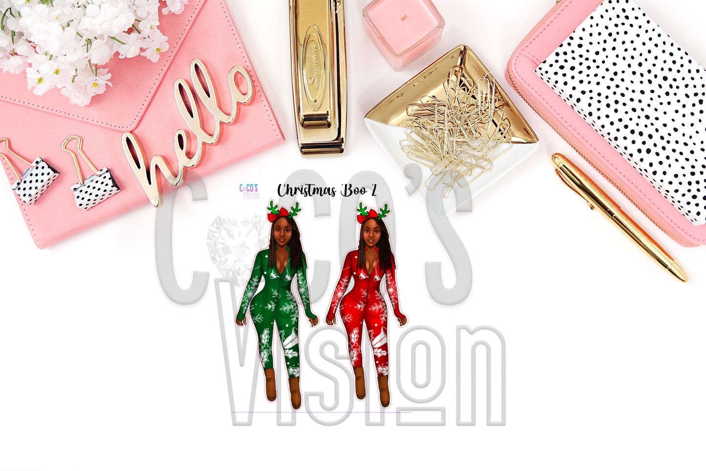 Christmas Boo with locs Stickers