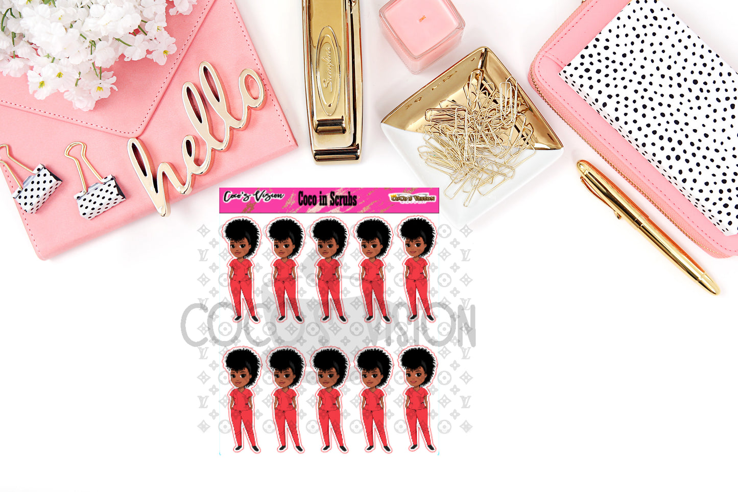 Coco Scrubs Stickers and Die Cuts