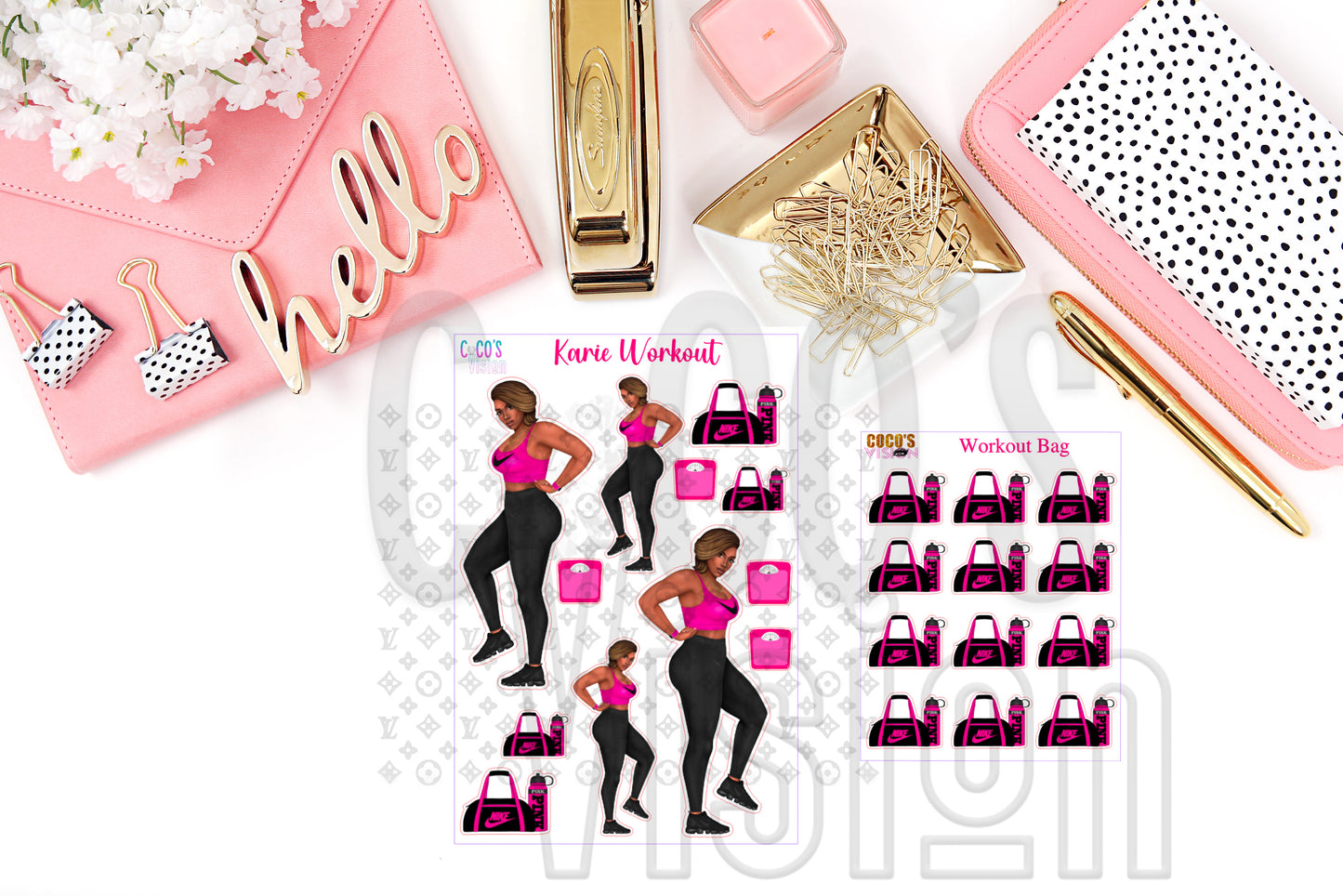 Kari Workout Sheet on a half sheet of Stickers