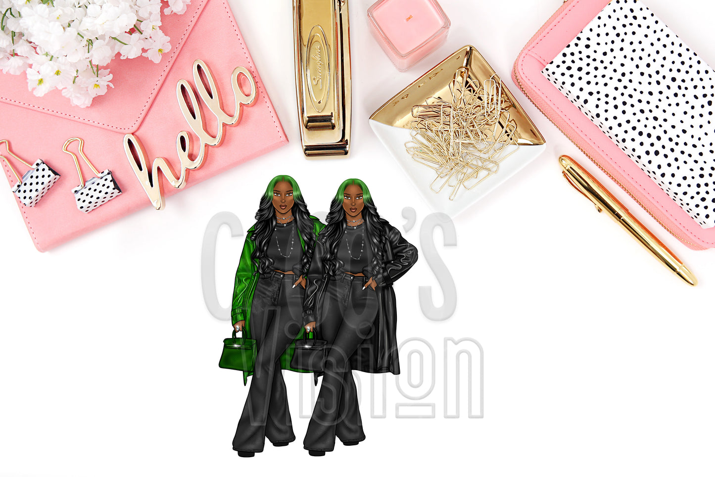 Latosha Green Hair Stickers