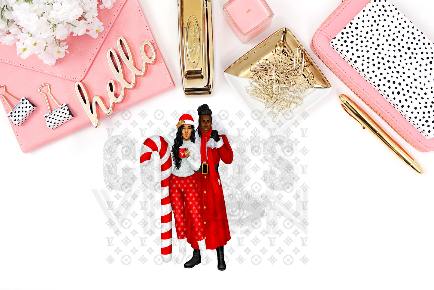 Young Mr and Mrs Clause Stickers