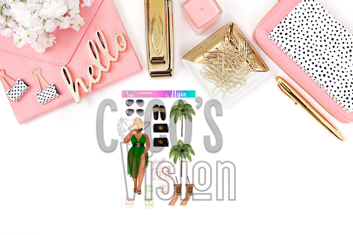 Nijia Deco Sheet on a half sheet of Stickers