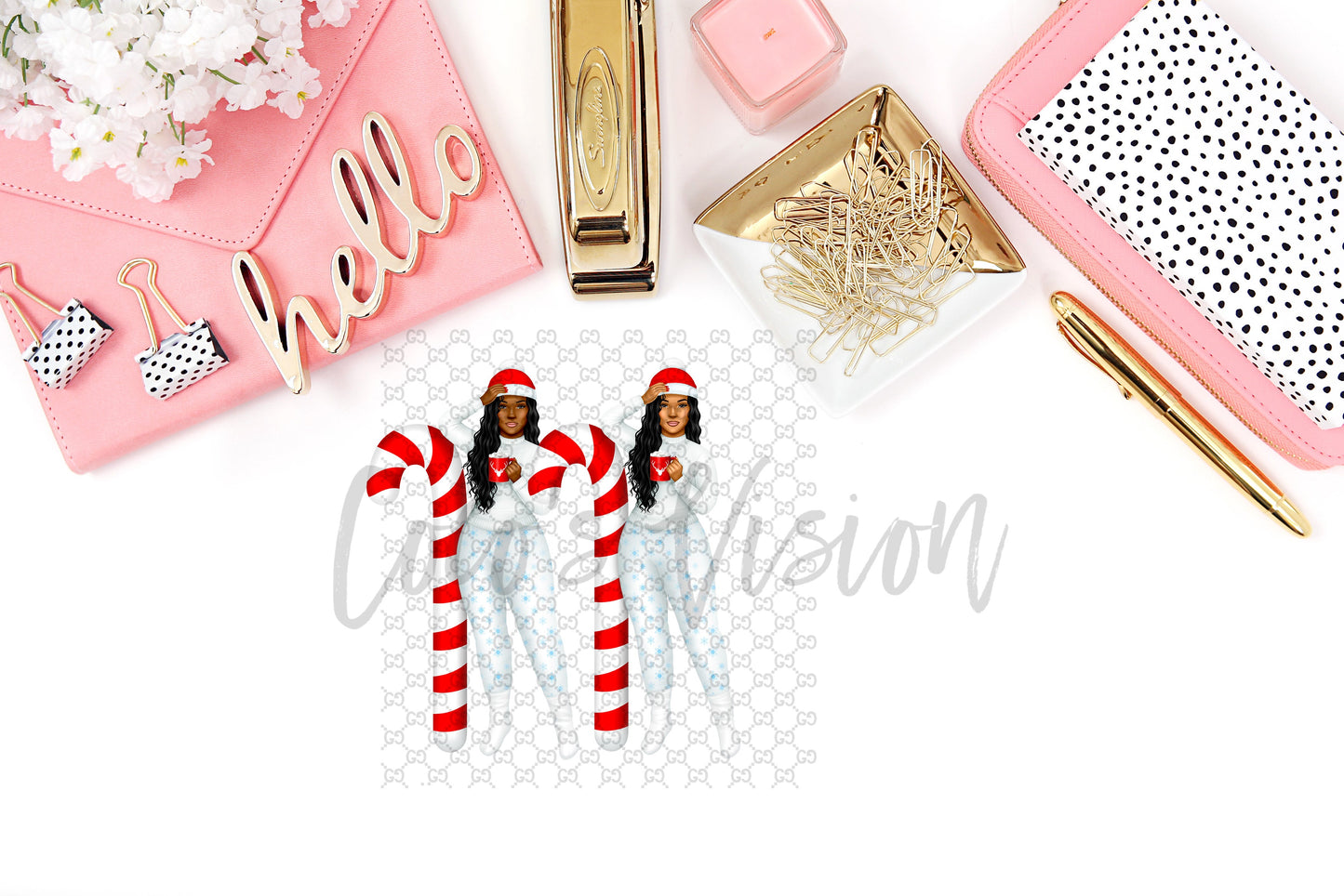 Candy Cane Snowflakes Blue and White