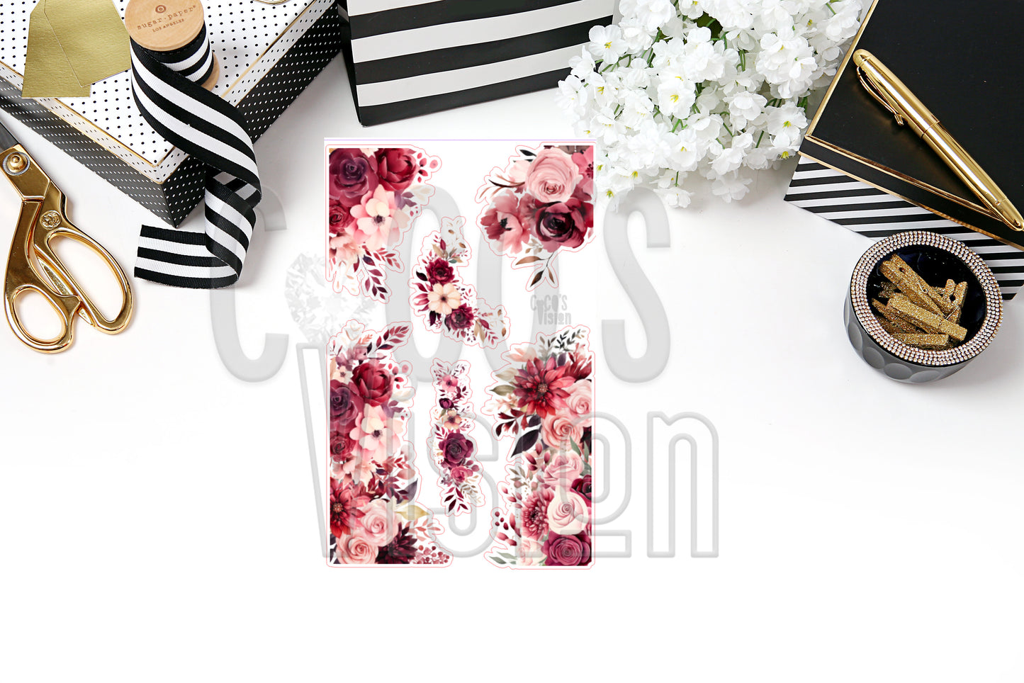 Dusty Red Pink Floral