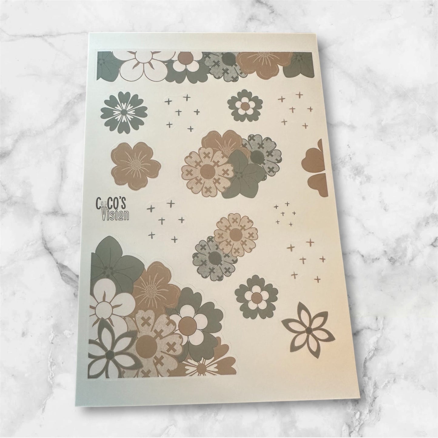 Mini green and tan Florals