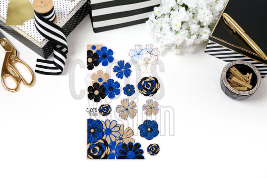 Khaki & Blue Floral