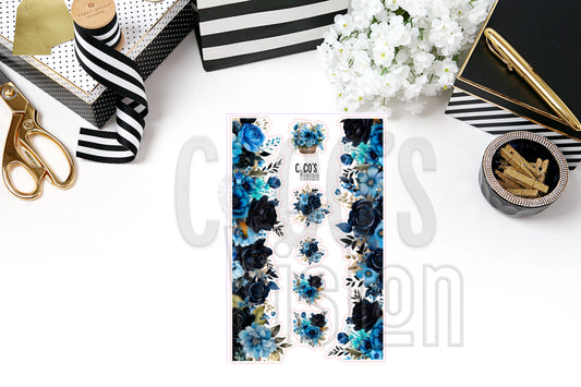 Dark Navy baby blue Floral