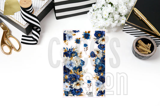 Navy Gold White Floral