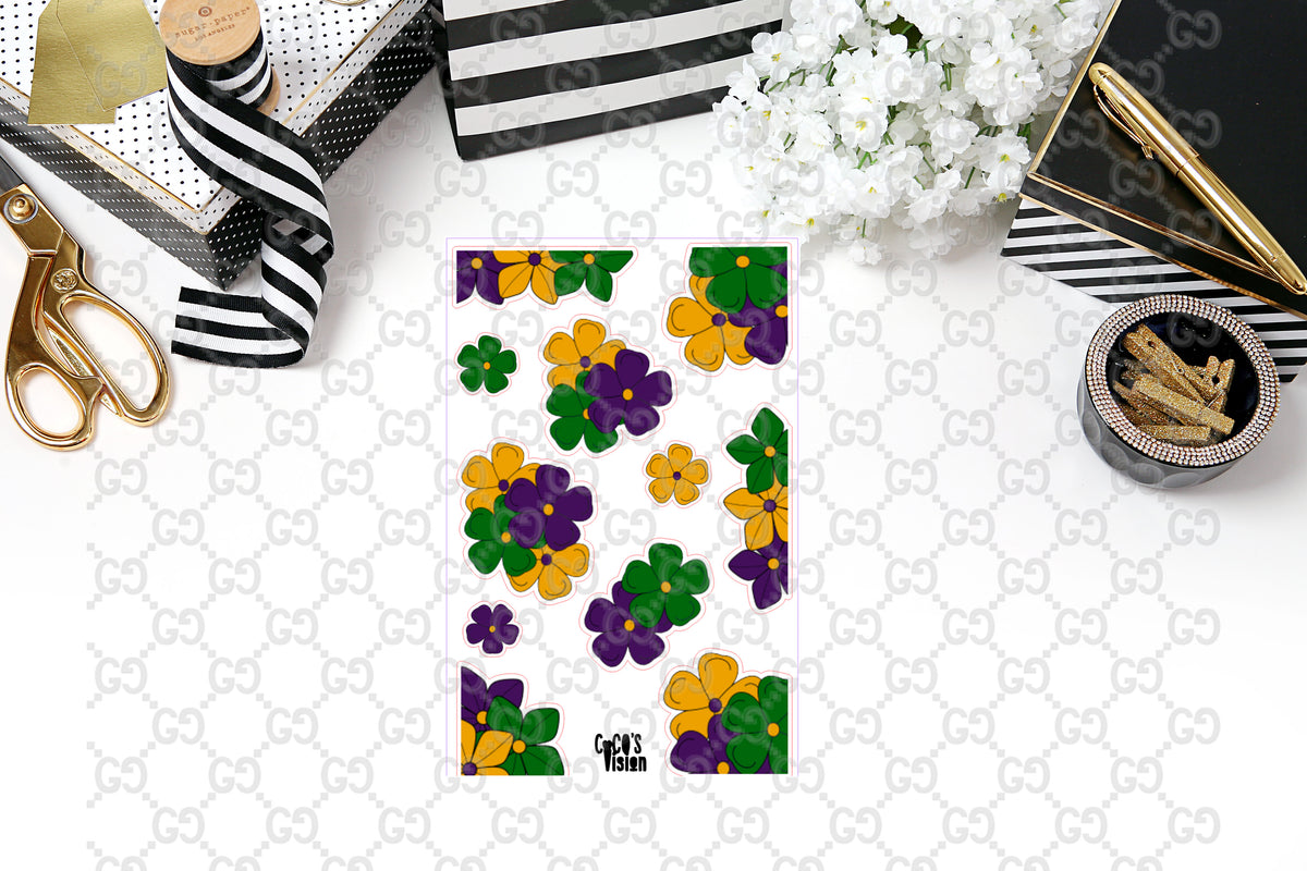 Purple Green & Yellow Floral