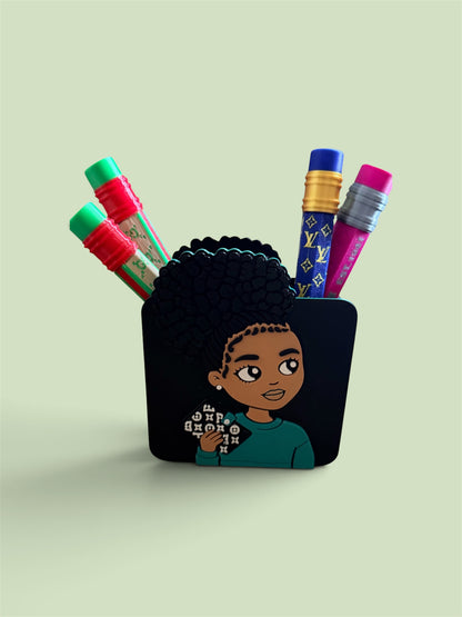 Coco Black Girl Pen (Pencil) Holder