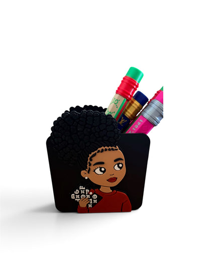 Coco Black Girl Pen (Pencil) Holder