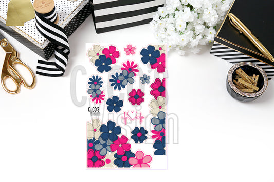 Pink, Blue, Cream Floral