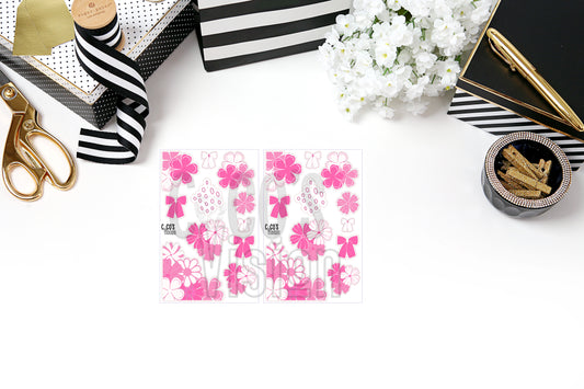 Digital Pink & White Floral