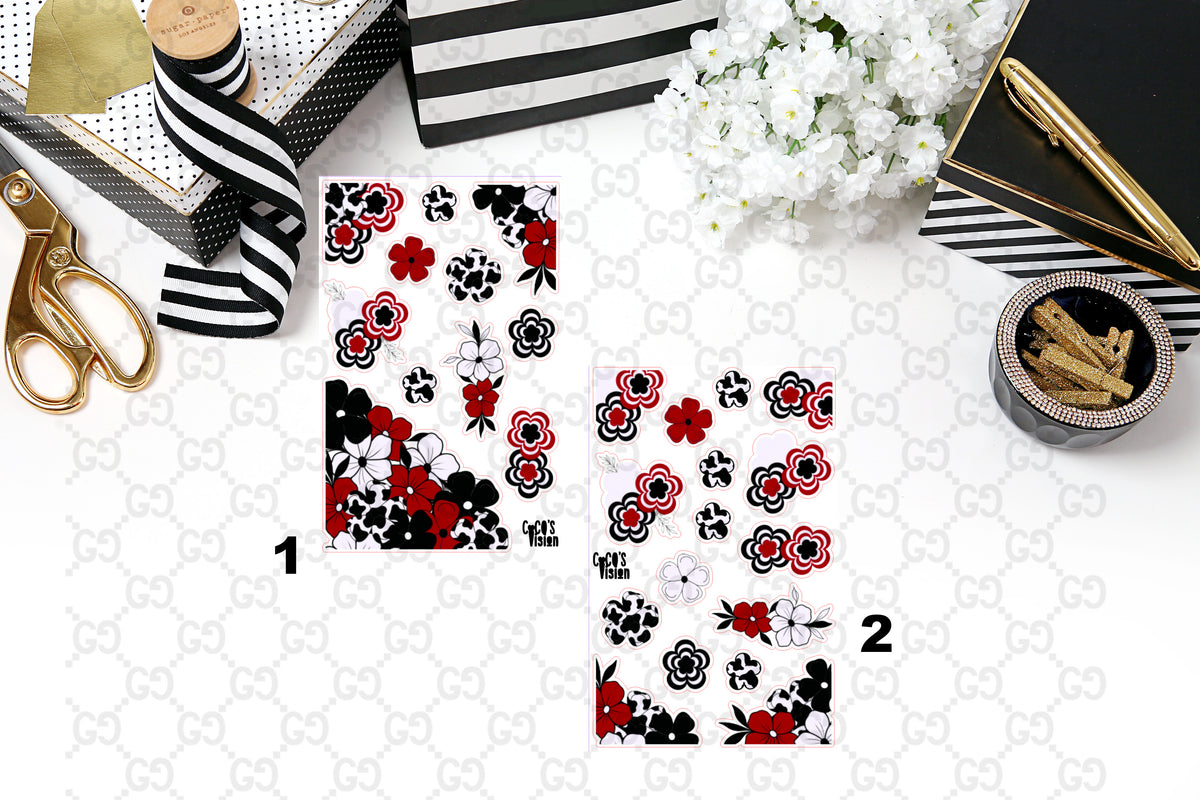 Red Black & White Floral