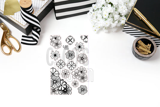 Digital Black & White Floral