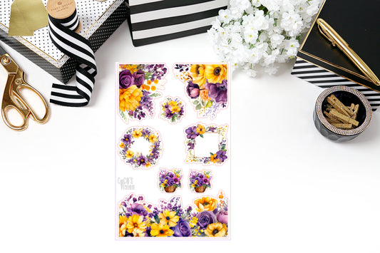 Purple yellow & Lavendar Floral