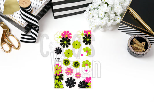 Pink Black  & olive green Floral