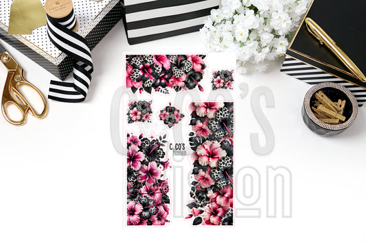 Pink Black Hibiscus Floral